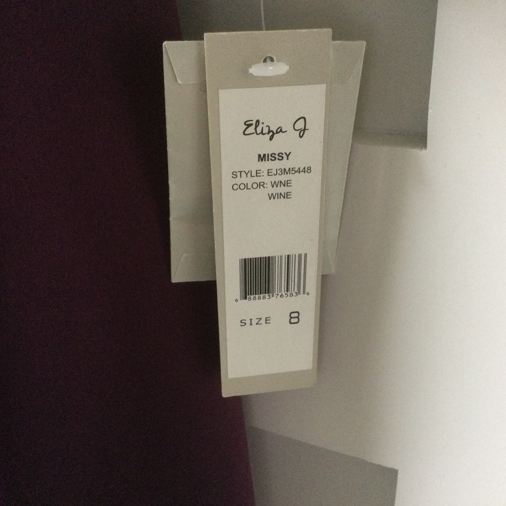 Eliza J Wine Satin & Lace Wedding Bridesmaid Special Occasion Dress - Picture 5 of 5